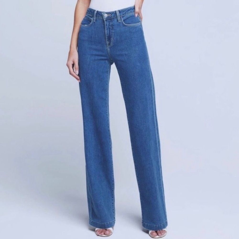 L’AGENCE Clayton‎ High Rise Wide Leg Jeans Size 30 Long Tall in Salina Blue